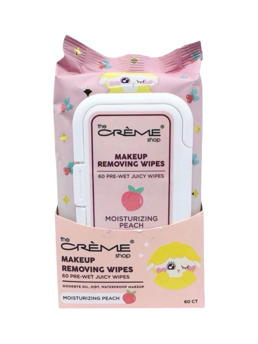 The Crème Shop Makeup Removing Wipes - 60 Pre-Wet Wipes - Moisturizing Peach